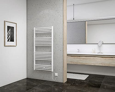 Schulte Europa elektrischer Handtuchwärmekörper befüllt mit Heizstab 1, Montage rechts, Alpinweiß, 121 x 62 cm, 600 Watt im Sale